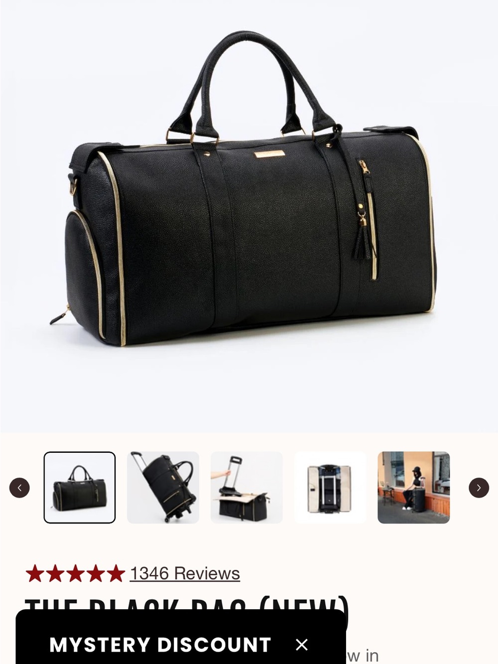 Classic Black Weekender Duffel with Gold Accents